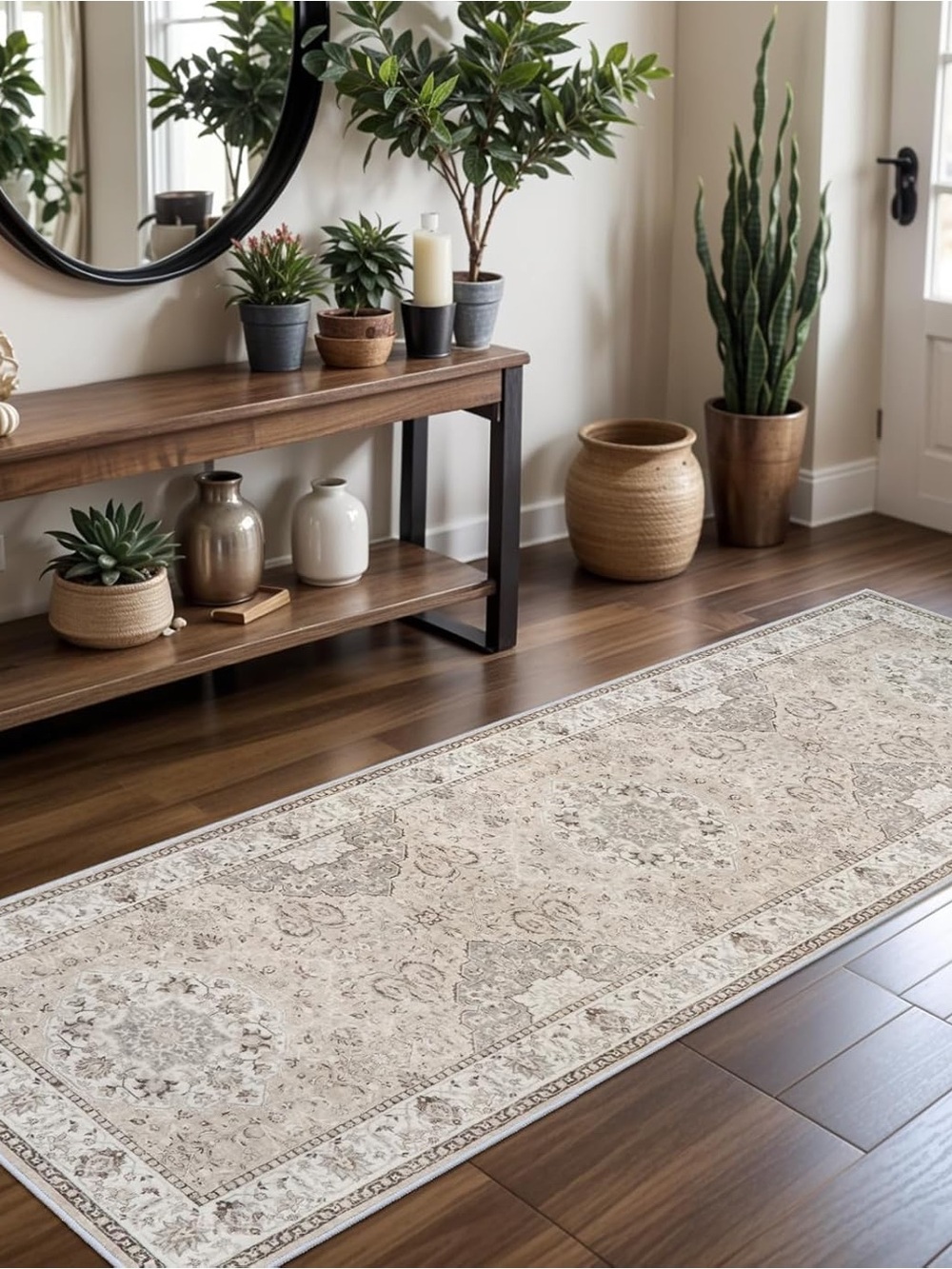 Classic Ivory Floral Runner Rug - Home Accents 2 feet by 6 feet